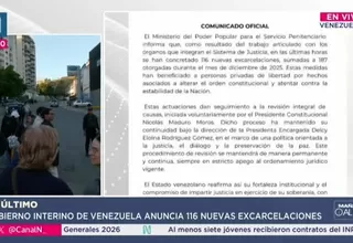 Gobierno interino de Venezuela anuncia 116 nuevas excarcelaciones