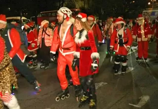 Inglaterra: Cientos patinaron disfrazados de Papá Noel