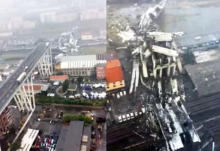 Italia: video muestra desde el aire la destrucción del puente de Génova