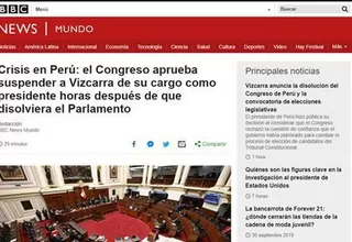 Aráoz fue designada presidenta por el disuelto Congreso y así informó la prensa extranjera