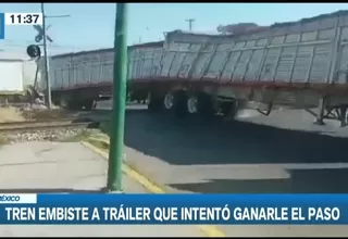 México: Tren embistió a tráiler que intentó ganarle el paso