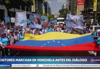 Opositores marchan en Venezuela antes del diálogo convocado por la Asamblea Nacional