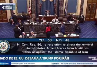 Senado de EE.UU. aprobó resolución para detener nueva acción militar contra Irán