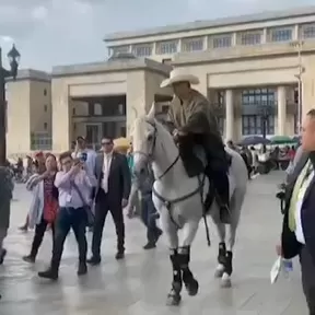Senador acude al Congreso con su caballo