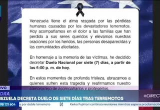 Delcy Rodríguez decreta siete días de duelo nacional tras terremotos en Venezuela