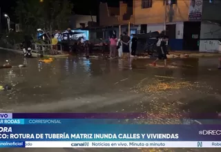 Enorme aniego en Pisco inunda viviendas por rotura de tubería matriz