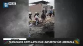 Arequipa: Ciudadanos y policías limpiaron vías bloqueadas - Noticias de arequipa