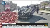 Arequipa: Taxista y pasajero heridos tras volcar vehículo en el que viajaban - Noticias de accidente-vehicular
