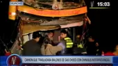 Bus interprovincial chocó contra camión que transportaba balones de gas - Noticias de lomas-paraiso