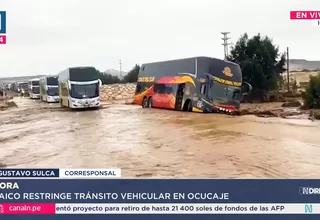 Bus quedó atascado en Panamericana Sur tras huaico en Ica