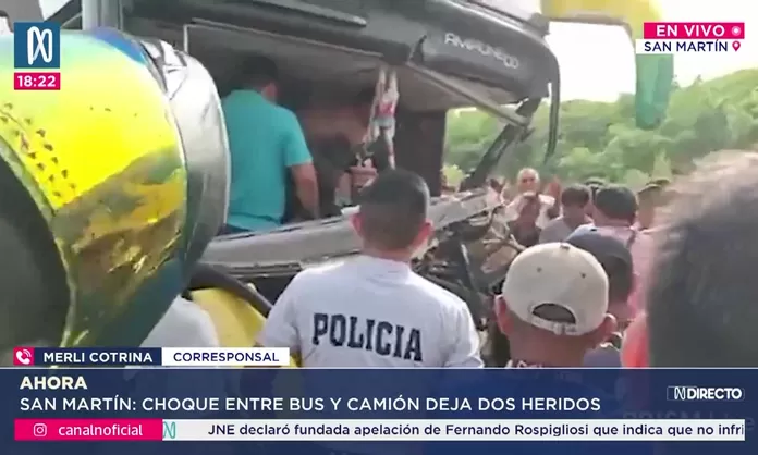 Choque frontal entre bus y camión deja dos heridos graves en San Martín ...