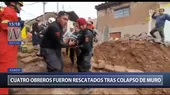 Cusco: Cuatro obreros fueron rescatados tras caída de muro - Noticias de obrero