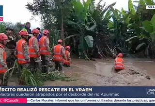 Ejército rescata a pobladores atrapados por lluvias en el Vraem