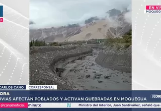 Fuertes lluvias en Moquegua activan quebradas y afectan poblados