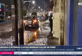 Granizada inunda calles de Puno y afecta tránsito vehicular