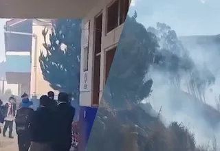 Huánuco: Incendio forestal afectó colegio en horario de clases