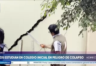 Huánuco: niños estudian en colegio de nivel inicial en peligro de colapso en Colpa Baja