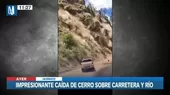 Huánuco: Personas salvaron de morir tras impresionante caída de cerro sobre carretera y río - Noticias de carretera
