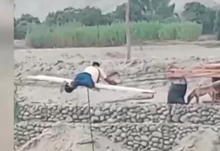 Ica: construyeron propio puente colgante para no quedar aislados