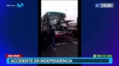Independencia: Accidente tras choque entre bus y camión de carga - Noticias de choque