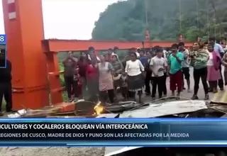 Interoceánica: agricultores de hoja de coca bloquean la carretera