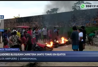 Iquitos: Pobladores bloquean carretera por trabajos de ampliación de aeropuerto