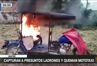 Iquitos: Capturaron a presuntos ladrones y quemaron su mototaxi 