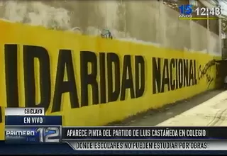 Pintan logo de Solidaridad Nacional en pared de colegio nacional en Lambayeque