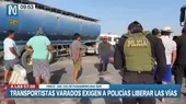 Pisco: Transportistas varados exigen a la policía la liberación de la Panamericana Sur - Noticias de transportista