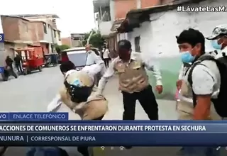 Piura: Comuneros se enfrentaron frente al local de Registros Públicos en Sechura