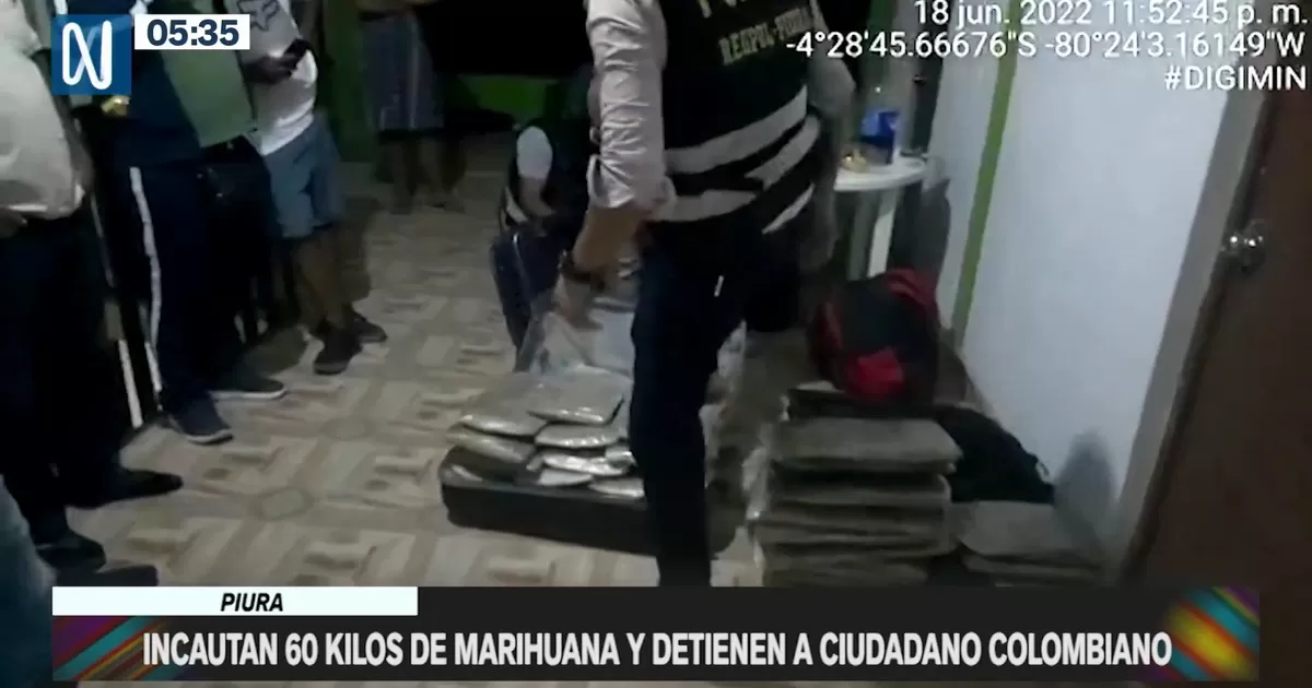 Piura: Incautan 60 kilos de marihuana y detienen a colombiano