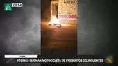 Piura: Vecinos queman motocicleta de presuntos delincuentes - Noticias de queman