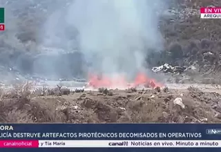 Policía destruye tonelada y media de pirotécnicos en Arequipa
