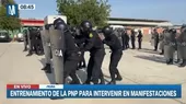 Policía realiza entrenamiento para intervenir en manifestaciones - Noticias de pnp
