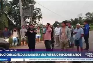 Productores agrícolas bloquean carreteras en tres regiones por crisis del precio del arroz