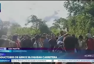 Productores de arroz bloquean la carretera Fernando Belaunde Terry en la región San Martín 