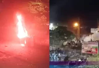 Pucallpa: bloqueo de vía, enfrentamientos y patrullero quemado tras fin del paro