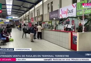 Restringen venta de pasajes en terminal de Arequipa por bloqueo