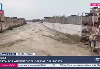 Río Ica alcanzó un caudal máximo y socavó un muro de contención en el puente Grau