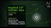 Pucallpa: sismos de 7.3 y 7.2 grados causaron pánico en la población - Noticias de pucallpa