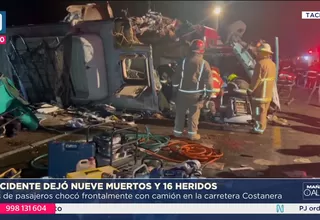 Tacna: 9 muertos y 16 heridos en choque de bus y camión