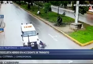 Tarapoto: Cámara registró el momento en que ambulancia embistió a un motociclista