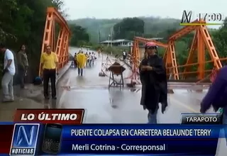 Tarapoto: puente colapsa en carretera Belaúnde Terry