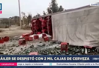 Tráiler con cerveza se despista tras choque en Chimbote