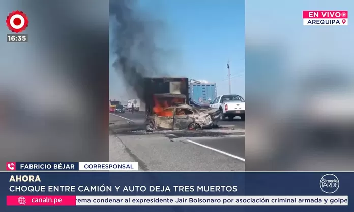 Tres muertos en choque frontal en la Panamericana Sur en Arequipa | Canal N