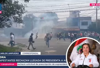 Disturbios entre la PNP y manifestantes en Iquitos por visita de Boluarte 