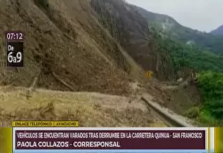 Vraem: vehículos varados tras deslizamientos en carretera Quinua - San Francisco