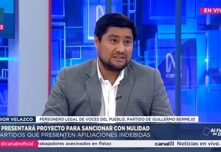Junior Velazco: Voces del Pueblo ha cumplido lo que pide el JNE