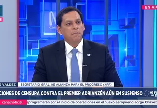 Luis Valdez: APP no respalda la censura al premier Adrianzén porque generaría inestabilidad en el país