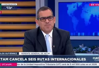 Carlos Gutiérrez: En el 2026 se cancelarán 8 rutas internacionales desde Lima por TUUA